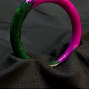 Elegant Pink and Green Bangle Bracelet